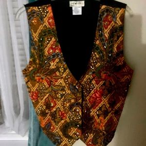 Jeweled brocaded vest. Made in Indonesia. Gorgeous with a long skirt/satin pant.